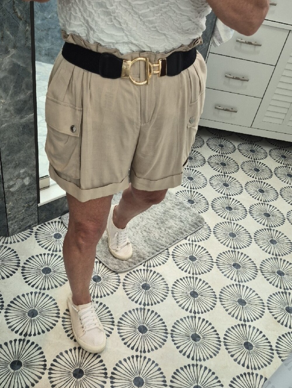 Michael Kor's Taupe 'Paperbag' Waist Utility Women’s Shorts